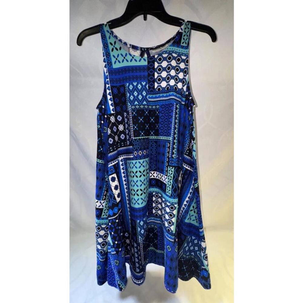 Bobbie Brooks Women’s Sleeveless Sundress Knee Length Blue White Size Small